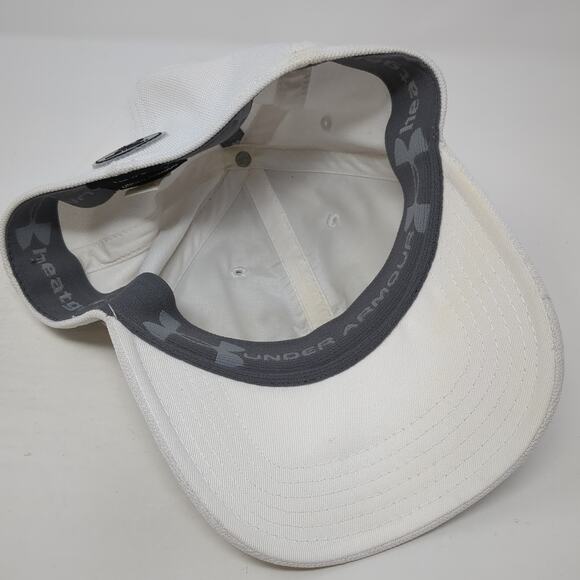 Under Armour Fitted Hat White Large Embroidered Logo Stretch Outdoor - Picture 7 of 9